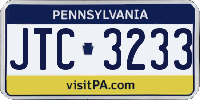 PA license plate JTC3233