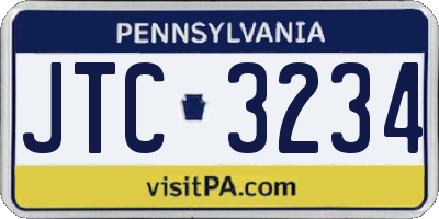 PA license plate JTC3234