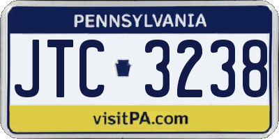 PA license plate JTC3238
