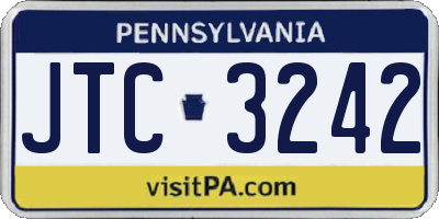PA license plate JTC3242
