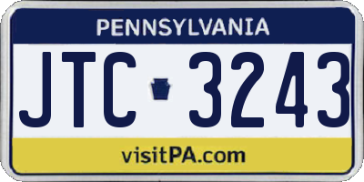 PA license plate JTC3243