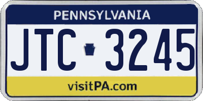 PA license plate JTC3245