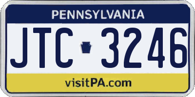 PA license plate JTC3246