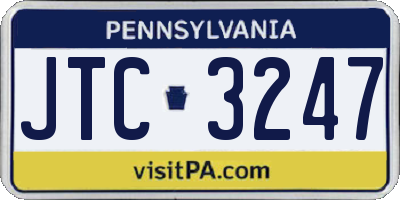 PA license plate JTC3247