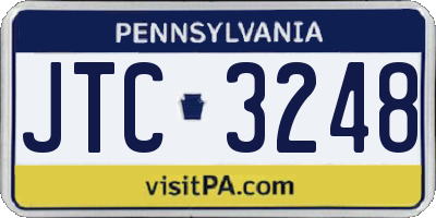 PA license plate JTC3248