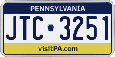 PA license plate JTC3251