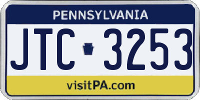 PA license plate JTC3253