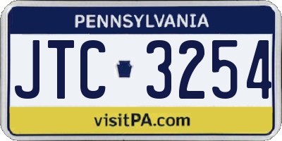 PA license plate JTC3254