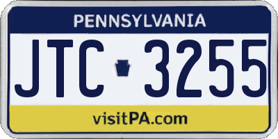 PA license plate JTC3255