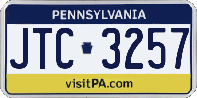 PA license plate JTC3257