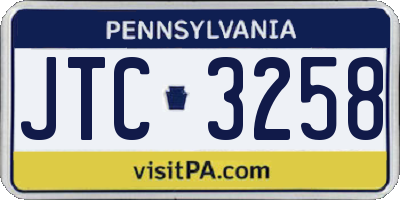PA license plate JTC3258