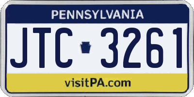 PA license plate JTC3261