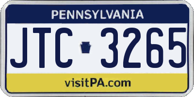 PA license plate JTC3265