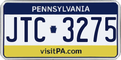 PA license plate JTC3275