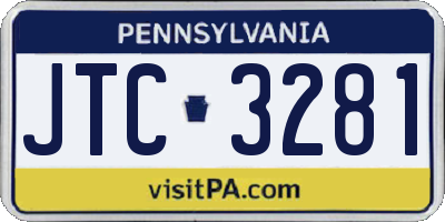 PA license plate JTC3281