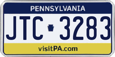 PA license plate JTC3283