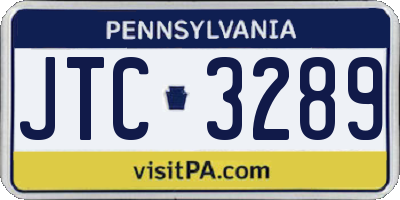 PA license plate JTC3289