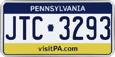 PA license plate JTC3293