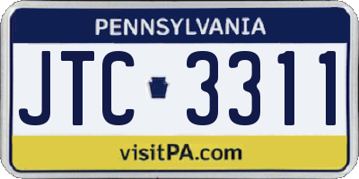 PA license plate JTC3311