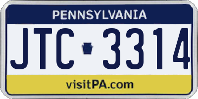 PA license plate JTC3314