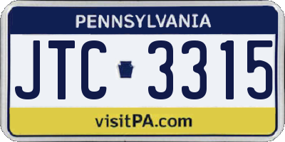 PA license plate JTC3315