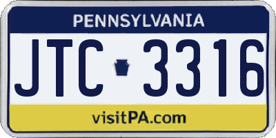 PA license plate JTC3316