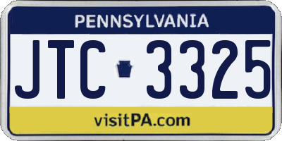 PA license plate JTC3325