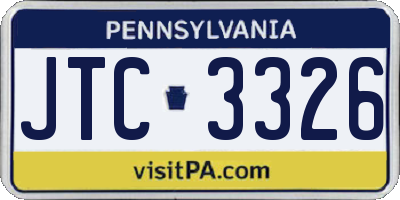 PA license plate JTC3326