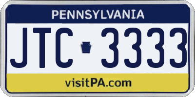 PA license plate JTC3333