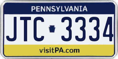 PA license plate JTC3334