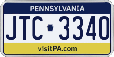 PA license plate JTC3340