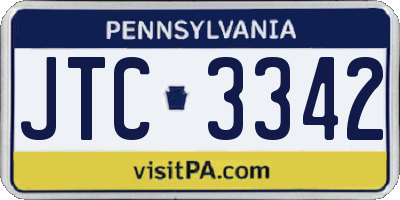 PA license plate JTC3342