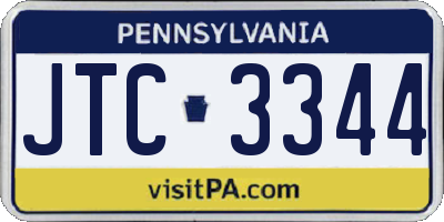PA license plate JTC3344
