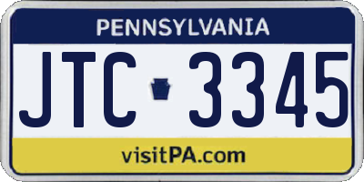 PA license plate JTC3345