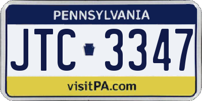 PA license plate JTC3347