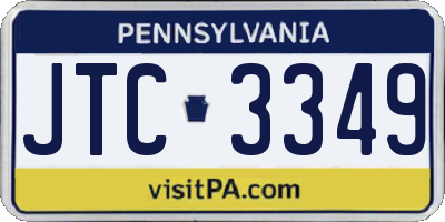 PA license plate JTC3349