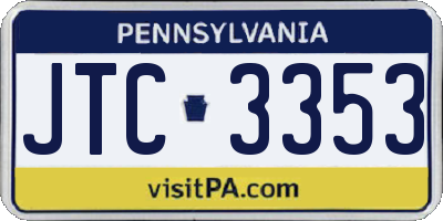 PA license plate JTC3353