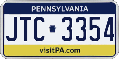 PA license plate JTC3354