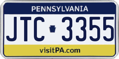 PA license plate JTC3355