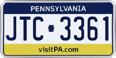 PA license plate JTC3361