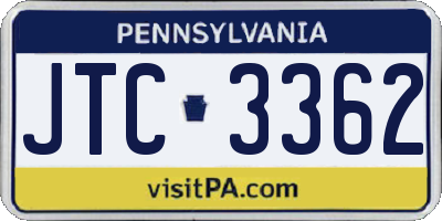 PA license plate JTC3362