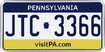 PA license plate JTC3366