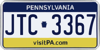 PA license plate JTC3367