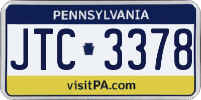 PA license plate JTC3378