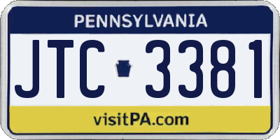 PA license plate JTC3381