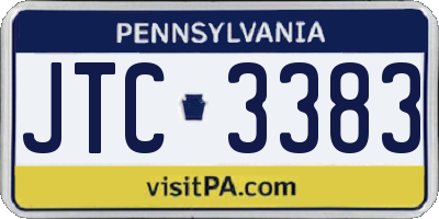 PA license plate JTC3383