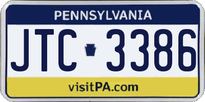 PA license plate JTC3386