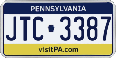PA license plate JTC3387