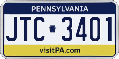 PA license plate JTC3401