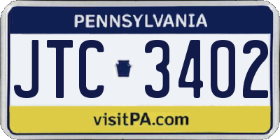 PA license plate JTC3402
